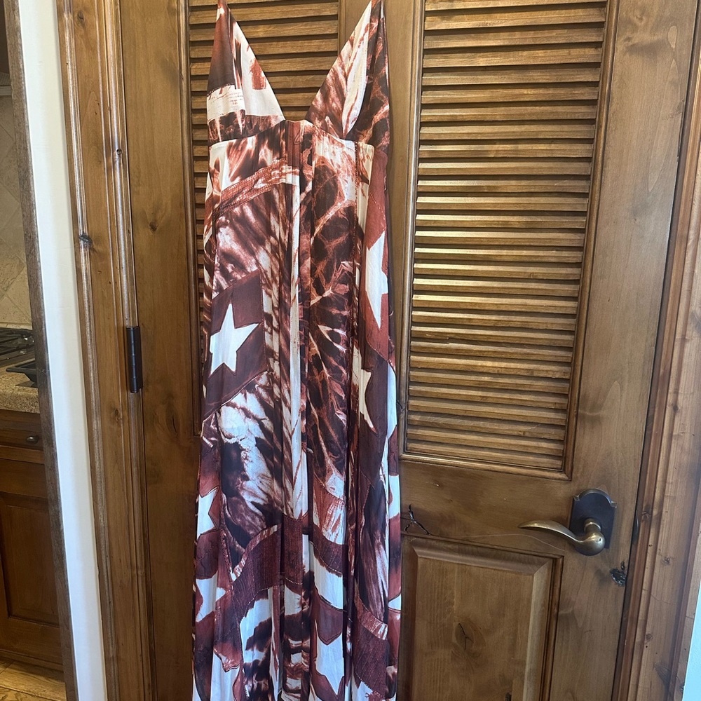 Just Cavalli Red and Cream Print Dress